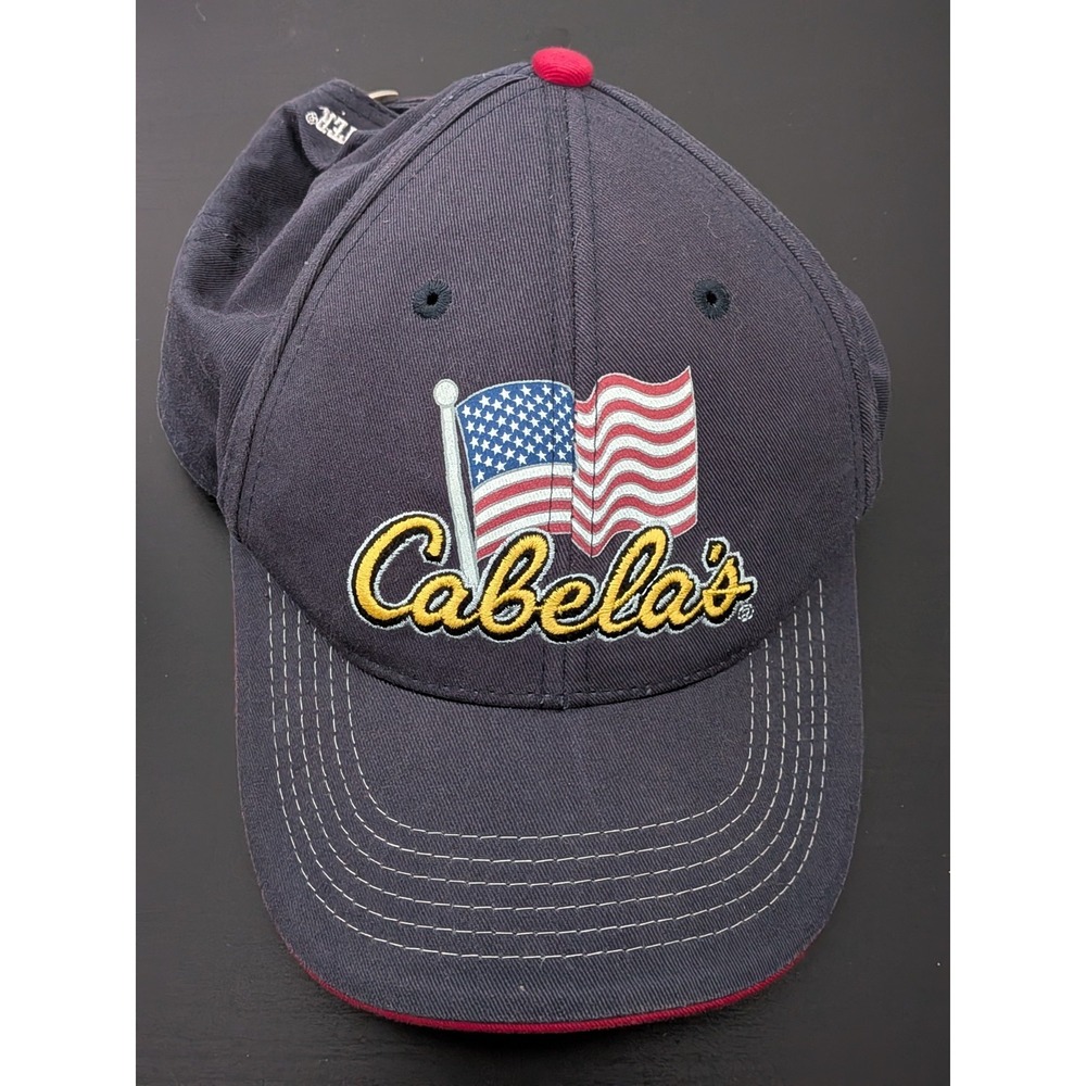 Cabela's American Flag Baseball Hat Cap Blue‎ Strapback OSFM